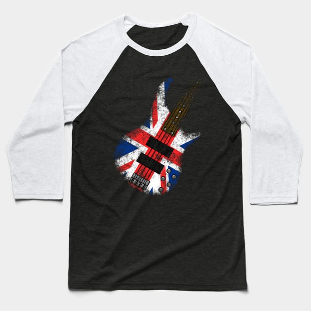 UK Flag Bass Guitar Bassist British Music Baseball T-Shirt by doodlerob